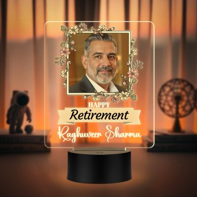 Personalized Happy Retirement LED Lamp with Photo Frame Retirement Gift for Teacher, Professor, Boss, Lawyer Nurse & Doctor Warm White Light & USB Powered